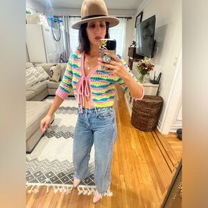 Zara crochet 3/4 sleeve sweater